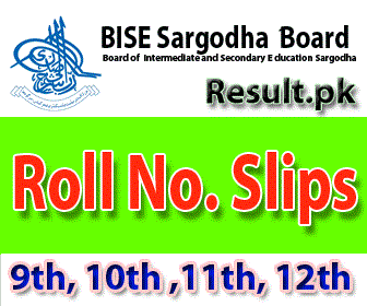 BISE Sargodha Board Roll No Slips 2024 class 9th, 12th, 11th, 10th, FA, FSC, SSC, HSSC, Intermediate, Matric, Inter, SSC Part 1, SSC Part 2, Inter Part 1, Inter part 2, 1st year, 2nd year, ICS, ICOM